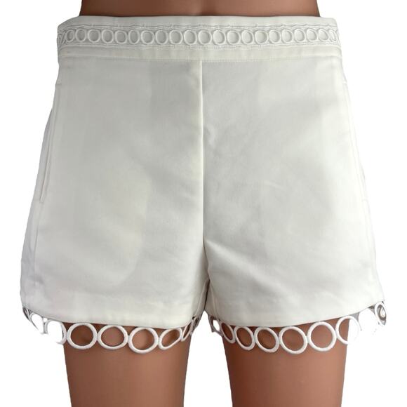 NEW Ramy Brook White Circle Hem Boho Festival High Rise Mini Dua Shorts Size 2 - Picture 1 of 5